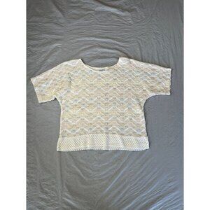 Koret Womens Cream Sweater short sleeve vintage pullover‎ round neck knit